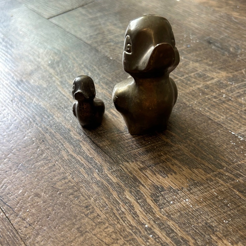 Vintage Brass Duck Figurines Set of 2 Mid Century Modern Taiwan Patina Bird - Picture 3 of 8